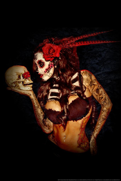 Love is Dead by Daveed Benito Mexican Sexy Woman Face Paint Day Of Dead Dia Los Muertos Decorations Mexico Sugar Skull Party Spanish Native Sign Cool Wall Art Print Poster 24x36
