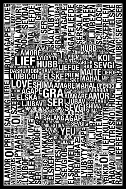 Words Love Black Cool Wall Art Print Poster 24x36