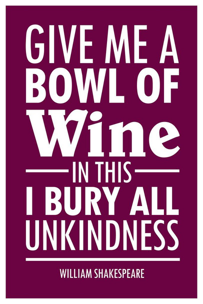 William Shakespeare Give Me a Bowl of Wine Purple Cool Wall Art Print Poster 24x36