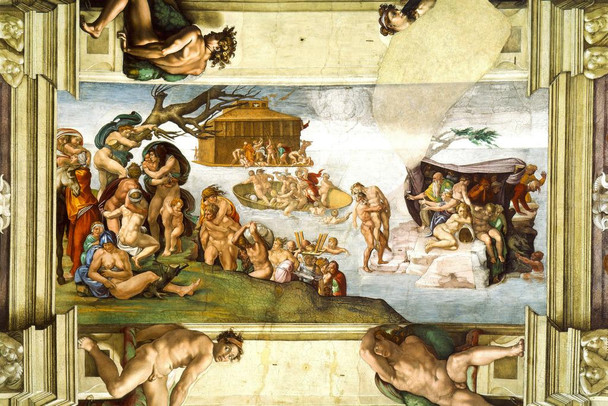 Laminated Michelangelo The Great Flood Realism Romantic Artwork Michelangelo Prints Biblical Drawings Portrait Painting Wall Art Renaissance Posters Canvas Art Poster Dry Erase Sign 18x12