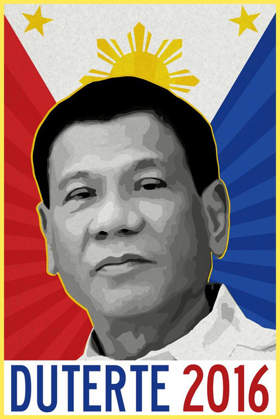 Laminated Rodrigo Duterte 2016 Campaign Poster Dry Erase Sign 12x18