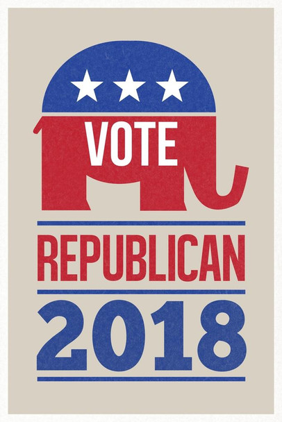 Laminated Vote Republican 2018 Beige Retro Campaign Poster Dry Erase Sign 12x18