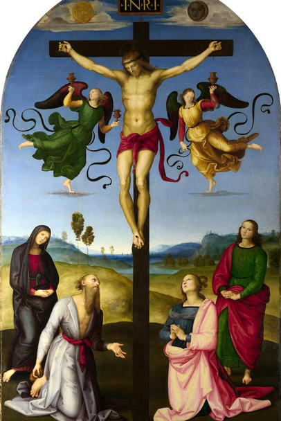 Laminated Raphael Crucifixion with the Virgin Saints and Angels Poster Dry Erase Sign 12x18