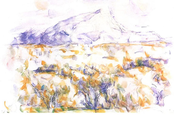 Laminated Cezanne Montagne Sainte Victoire Watercolour Impressionist Posters Paul Cezanne Art Prints Nature Landscape Painting French Artist Wall Decor Garden Romantic Art Poster Dry Erase Sign 18x12