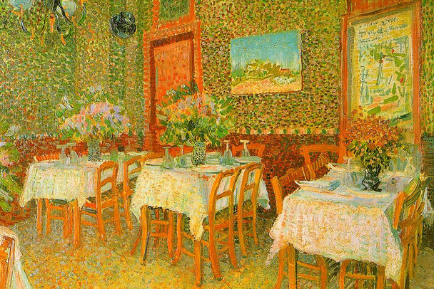 Laminated Vincent Van Gogh Interior of a Restaurant Van Gogh Wall Art Impressionist Painting Style Nature Spring Flower Landscape Bouquet Poster Romantic Artwork Poster Dry Erase Sign 18x12
