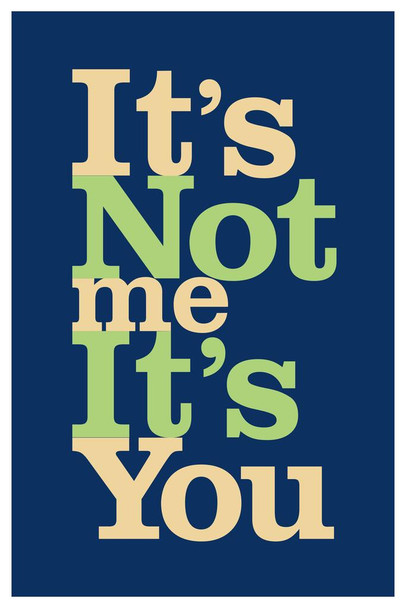 Laminated Its Not Me Its You Blue Poster Dry Erase Sign 12x18