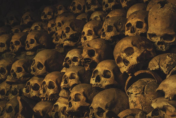 Laminated Skulls Stacked in Kabayan Cave in the Phillipines Photo Art Print Poster Dry Erase Sign 18x12