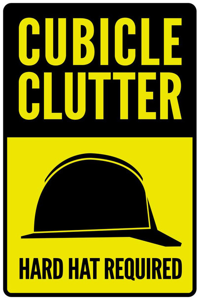 Laminated Cubicle Clutter Hard Hat Required Poster Dry Erase Sign 12x18