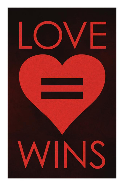 Laminated Love Wins Red Poster Dry Erase Sign 12x18