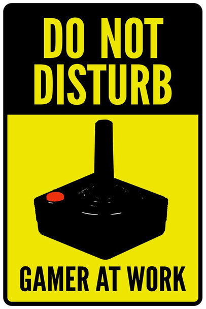 Laminated Warning Do Not Disturb Gamer At Work Old School Poster Dry Erase Sign 12x18