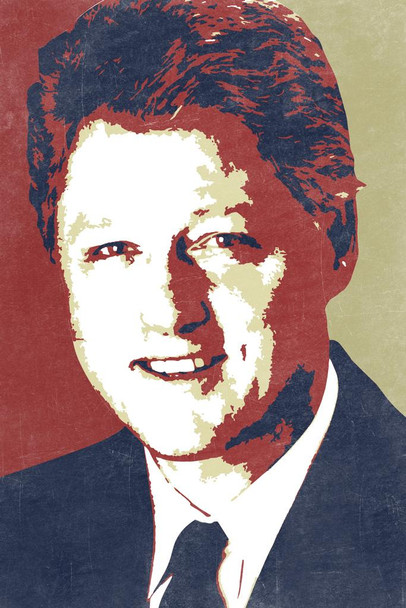 Laminated President William Jefferson Bill Clinton Pop Art Democratic Politician POTUS Poster Dry Erase Sign 12x18