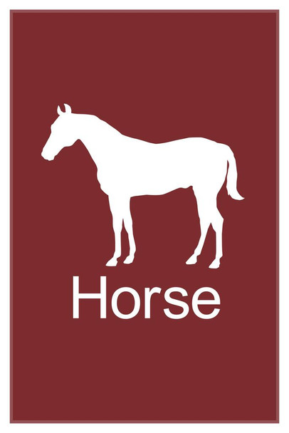 Laminated Farm Animal Horse Silhouettes Classroom Learning Aids Barnyard Farming Farm Maroon Poster Dry Erase Sign 12x18