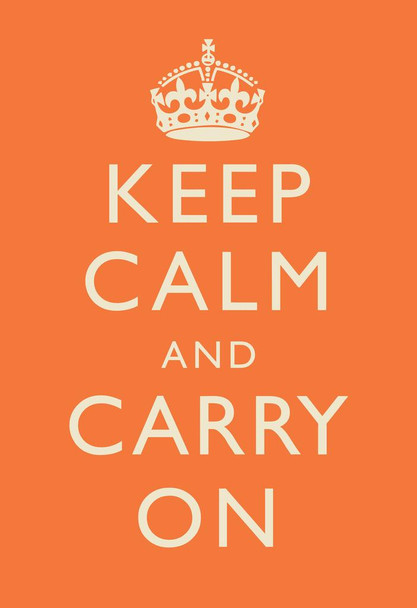 Laminated Keep Calm Carry On Motivational Inspirational WWII British Morale Orange Poster Dry Erase Sign 12x18