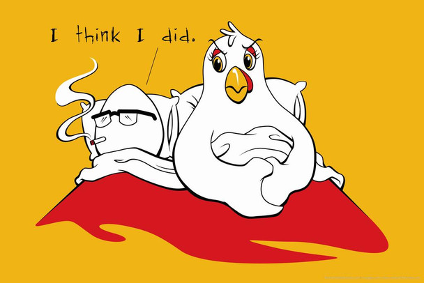 I Think I Did The Chicken or the Egg Adult Humor Chicken Art Chicken Decor Hen Art Farm Kitchen Wall Art Chicken Cool Funny Chicken Poster Chicken Decor Funny Laminated Dry Erase Wall Poster 18x12