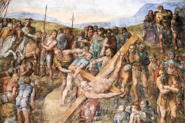 Laminated Michelangelo Crucifixion of Saint Peter Fine Art Realism Artwork Michelangelo Prints Biblical Drawings Portrait Painting Wall Art Renaissance Posters Canvas Art Poster Dry Erase Sign 12x18