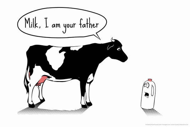 Milk I Am Your Father Humor Laminated Dry Erase Sign Poster 18x12