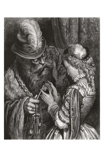 Laminated Bluebeard Tales & Stories of the Past with Morals Gustave Dore Poster Dry Erase Sign 12x18