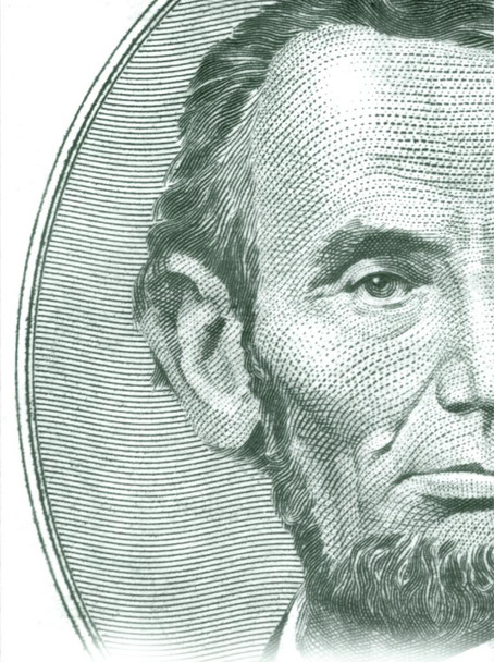Laminated Abraham Lincoln Five Dollar Bill Detail Portrait Art Print Poster Dry Erase Sign 12x18