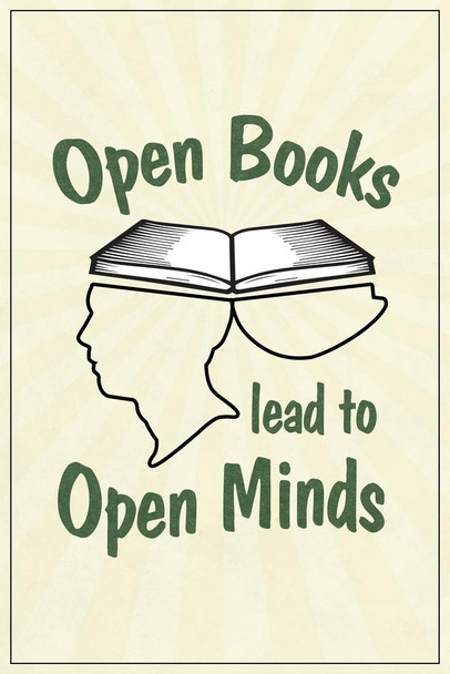 Laminated Open Books Lead To Open Minds Library Poster For School Classroom Reading Decor Poster Dry Erase Sign 12x18