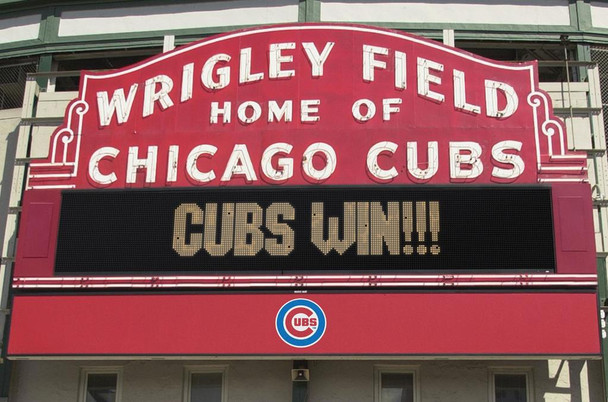 Chicago Cubs Wrigley Field Win Baseball Sports Poster 34x22
