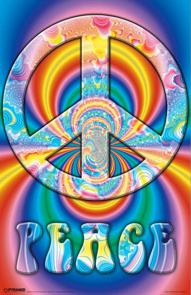 Peace Symbol Rainbow Swirl Psychedelic Hippy Laminated Dry Erase Sign Poster 12x18