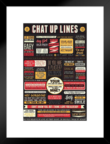 Chat Up Lines Humor Matted Framed Poster 20x26 inch