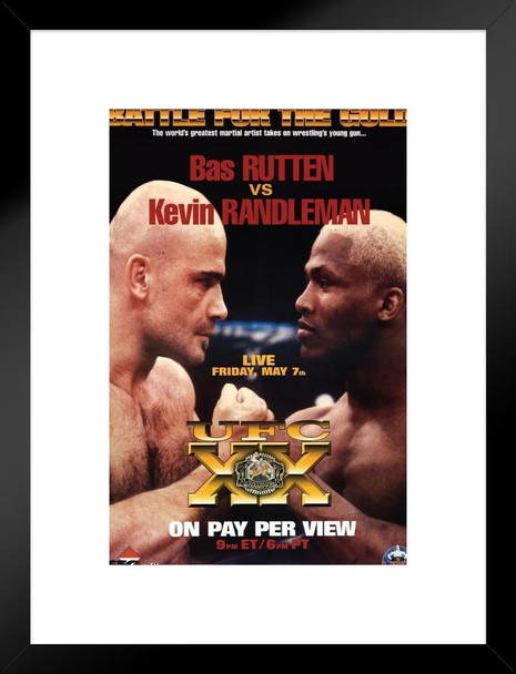 Official UFC 20 Bas Rutten vs Kevin Randleman Sports Matted Framed Poster 20x26 inch