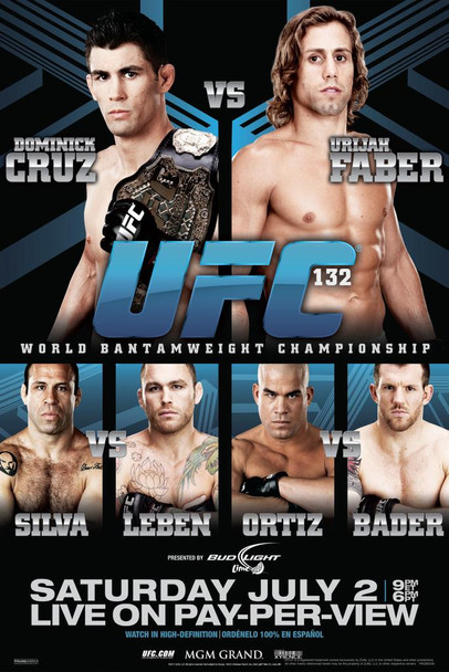 Official UFC 132 Dominick Cruz vs Urijah Faber Sports Laminated Dry Erase Sign Poster 12x18
