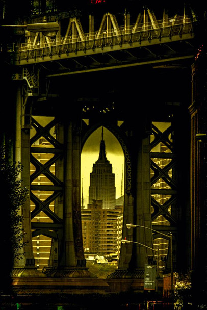 Laminated Through the Manhattan Bridge by Chris Lord Photo Art Print Poster Dry Erase Sign 12x18