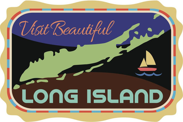 Laminated Visit Long Island Retro Travel Sticker Art Print Poster Dry Erase Sign 12x18