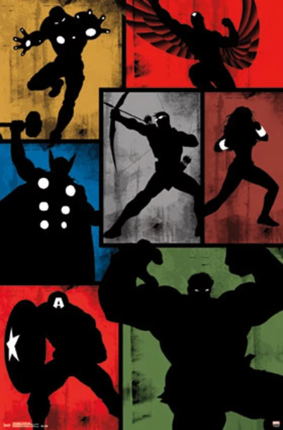 Avengers Simplistic Minimalist Grid Comic Book Art Print Collector Poster 22x34 inch