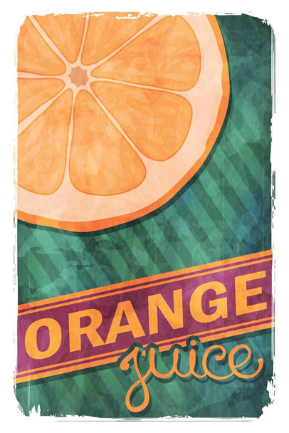 Laminated Orange Juice Retro Advertisement Art Print Poster Dry Erase Sign 12x18