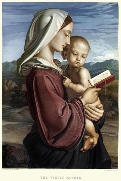 Laminated The Virgin Mother by William Dyce Art Print Poster Dry Erase Sign 12x18