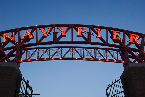 Laminated Navy Pier Neon Chicago Illinois Photo Art Print Poster Dry Erase Sign 18x12