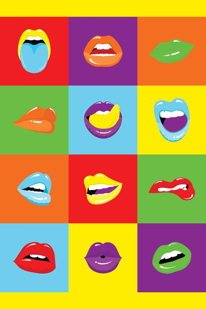 Laminated Sexy Lips Retro Pop Art Poster Dry Erase Sign 12x18