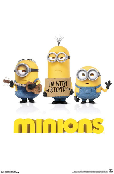 Minions Im With Stupid One Sheet Movie Cool Wall Art Print Poster 34x22