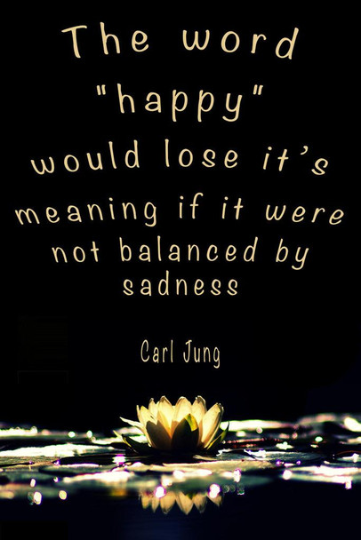 Laminated Happy Would Lose Its Meaning If It Were Not Balanced By Sadness Carl Jung Famous Motivational Inspirational Quote Poster Dry Erase Sign 12x18