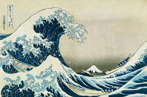 Katsushika Hokusai The Great Wave of Kanagawa Art Print Poster 34x22 inch