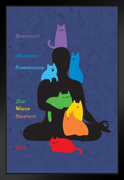 Cat Chakras Funny Cute Cat Poster Funny Wall Posters Kitten Posters for Wall Motivational Cat Poster Funny Cat Poster Inspirational Cat Poster Matted Framed Art Wall Decor 20x26