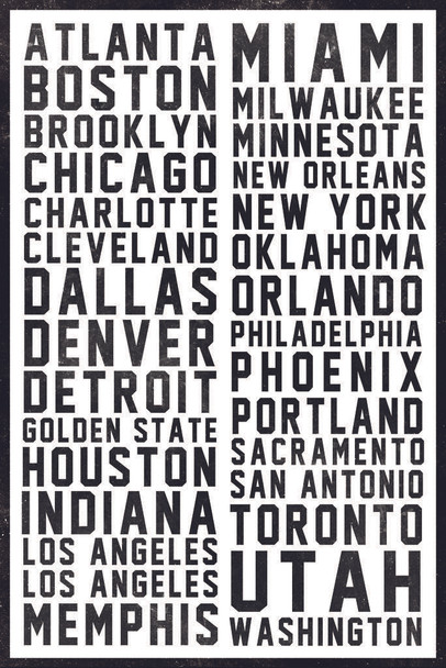 Sports Team Cities Black Text Cool Wall Art Print Poster 24x36