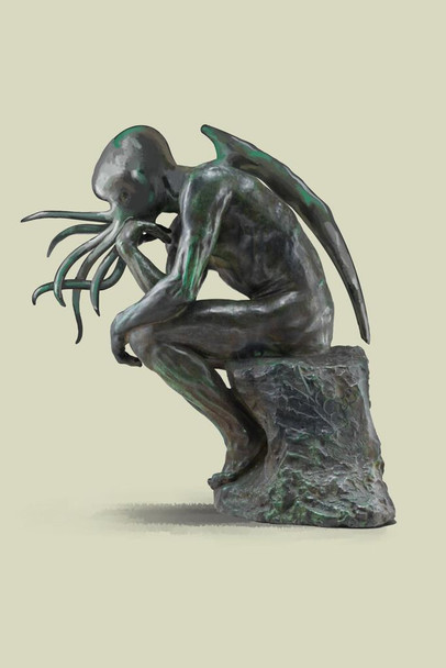 Laminated Cthinker Cthulhu Thinker Funny Poster Dry Erase Sign 12x18