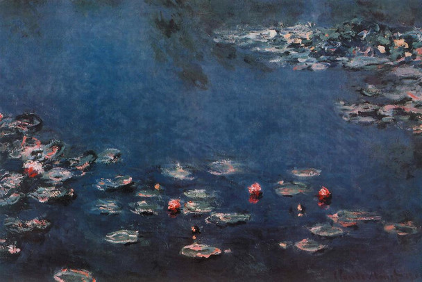 Laminated Claude Monet Water Lilies Nympheas 1906 Canvas French Impressionist Painting Poster Dry Erase Sign 12x18