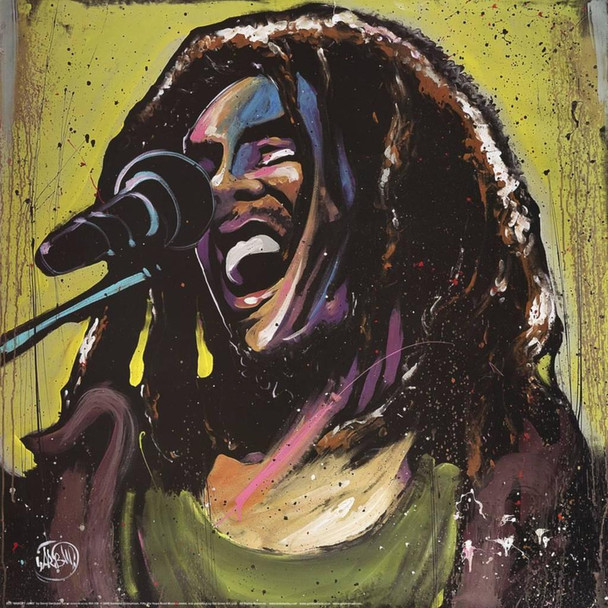 Bob Marley Jams David Garibaldi Expressionist Art Square Cool Wall Art Print Poster 24x24