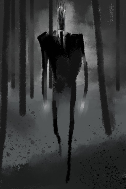 Slenderman Creepy Painting Art Creepypasta Meme Spooky Scary Halloween Decorations Cool Wall Art Print Poster 12x18