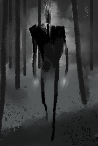 Laminated Slenderman Creepy Painting Art Creepypasta Meme Spooky Scary Halloween Decorations Poster Dry Erase Sign 12x18