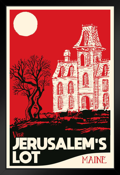 Visit Jerusalems Lot Maine Fantasy Travel Classic Horror Spooky Scary Halloween Decorations Black Wood Framed Art Poster 14x20