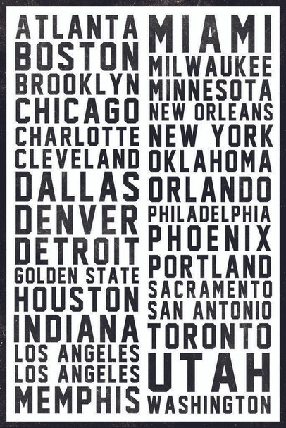 Sports Team Cities Black Text Cool Huge Large Giant Poster Art 36x54