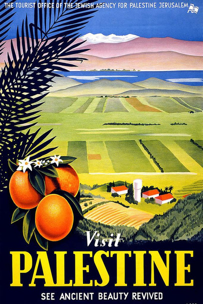 Visit Palestine Ancient Beauty Vintage Illustration Art Deco Vintage French Wall Art Nouveau 1920 French Advertising Vintage Poster Prints Art Nouveau Decor Cool Huge Large Giant Poster Art 36x54