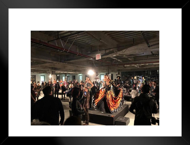 New York City Pier Fashion Show Elegant Models on Runway Photo Matted Framed Wall Art Print 20x26 inch