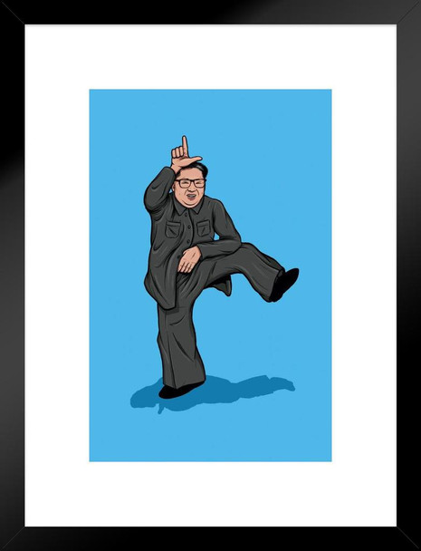 Kim Jong Un Take The L Dance Funny Matted Framed Wall Art Print 20x26 inch